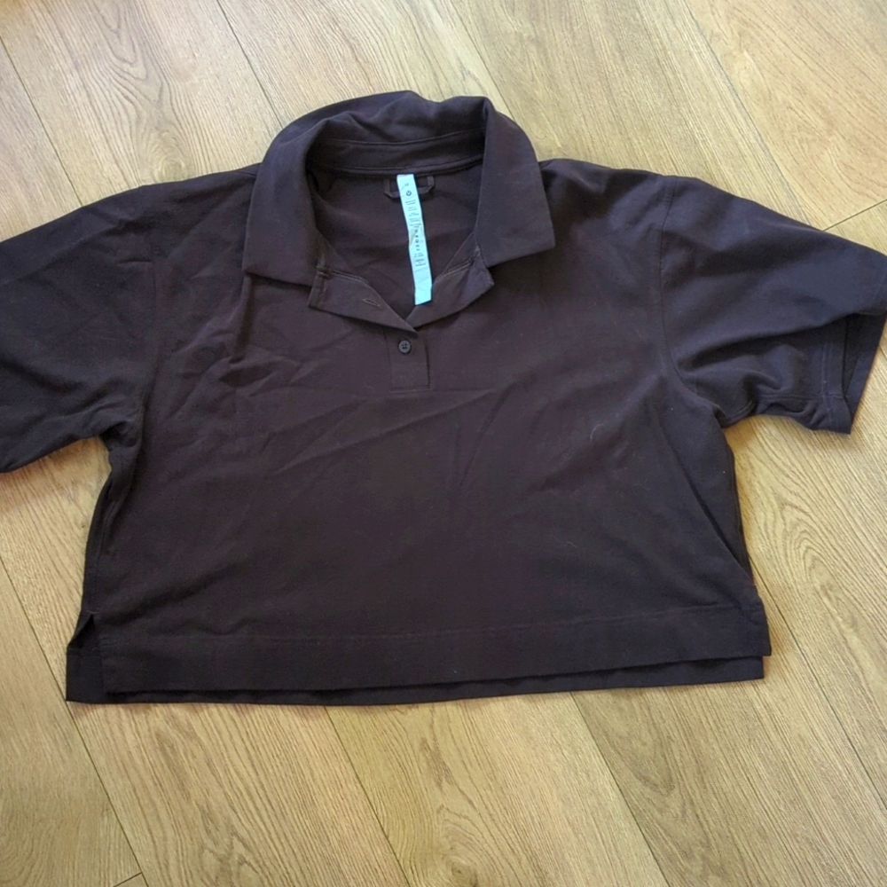 Lululemon Heavyweight Cotton Short-Sleeve Pollo Shirt color Espresso size 12 NWT